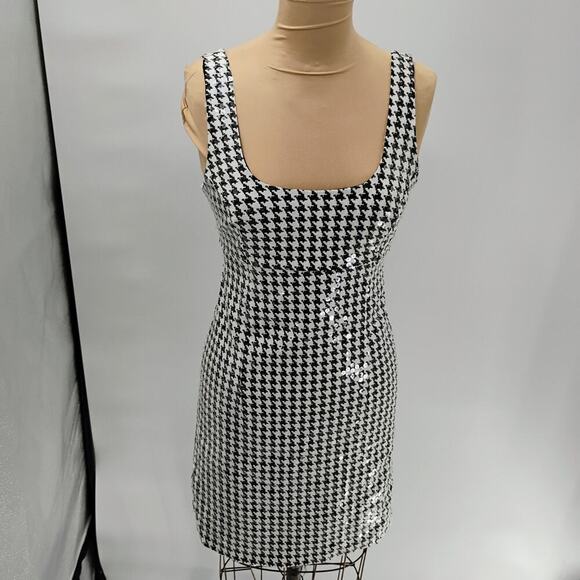 Bailey Embellished Houndstooth Knit Mini Dress sequin texture checkered mini - Picture 13 of 16
